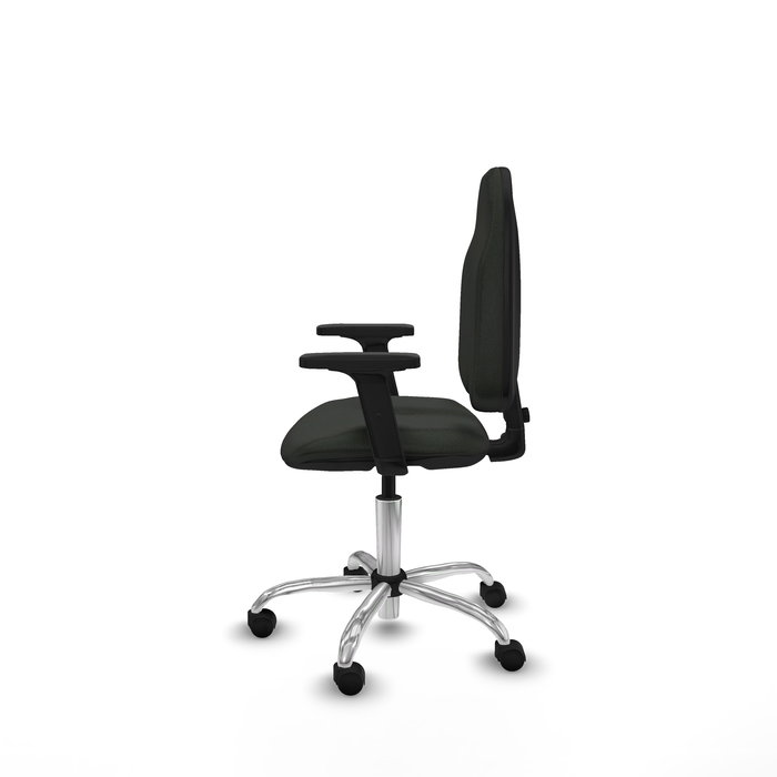 Silla de oficina Algarra con mecanismo Contacto permanente básico tapizada con Tela color Negro. Equipada con Base cromada, Brazos 2D y Ruedas de nailon 50 mm Silla de oficina Algarra con mecanismo Contacto permanente básico tapizada con Tela color Negro. Equipada con Base cromada, Brazos 2D y Ruedas de nailon 50 mm