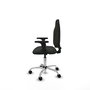 Silla de oficina Algarra con mecanismo Contacto permanente básico tapizada con Tela color Negro. Equipada con Base cromada, Brazos 2D y Ruedas de nailon 50 mm