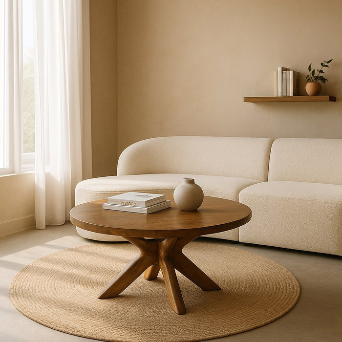 Mesa Centro Madera de Mango Salón 100 X 100 X 46 cm