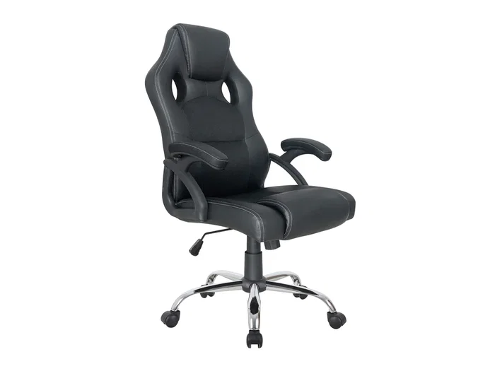 Equip 651016 Silla de Oficina y Ordenador Ergonómica con Asiento y Respaldo Acolchado en Negro PU - Reposabrazos Acolchado, 5 Ruedas