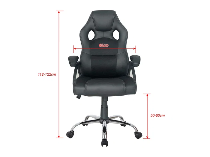 Equip 651016 Silla de Oficina y Ordenador Ergonómica con Asiento y Respaldo Acolchado en Negro PU - Reposabrazos Acolchado, 5 Ruedas