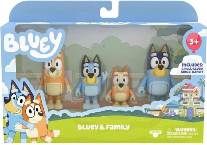 Moose Toys Pack de 4 Figuras de la Familia Bluey