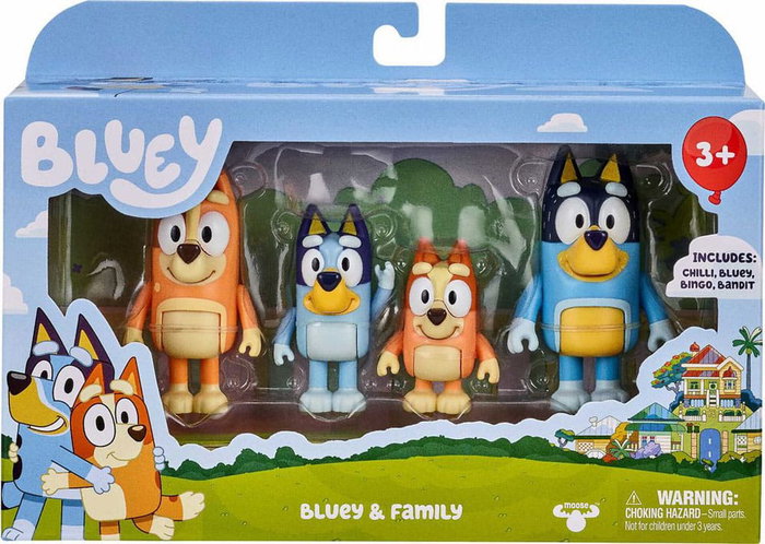 Moose Toys Pack de 4 Figuras de la Familia Bluey