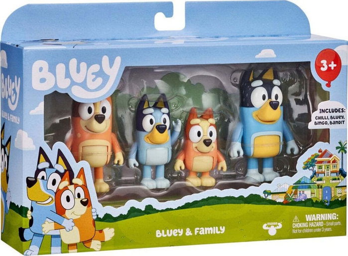 Moose Toys Pack de 4 Figuras de la Familia Bluey