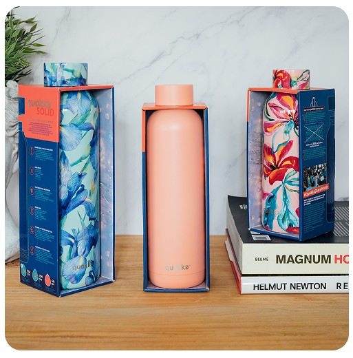 QUOKKA Botella Termo 630 ml Acero Inoxidable Solid con Colgador, Color Slate - Mantiene Calor y Frio