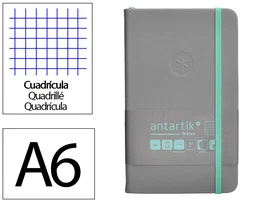 Antartik Cuaderno A6 Tapa Dura 100 Hojas Cuadricula Gris y Turquesa 80gr FSC