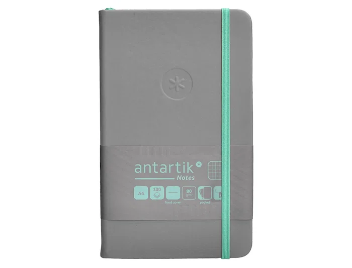 Antartik Cuaderno A6 Tapa Dura 100 Hojas Cuadricula Gris y Turquesa 80gr FSC