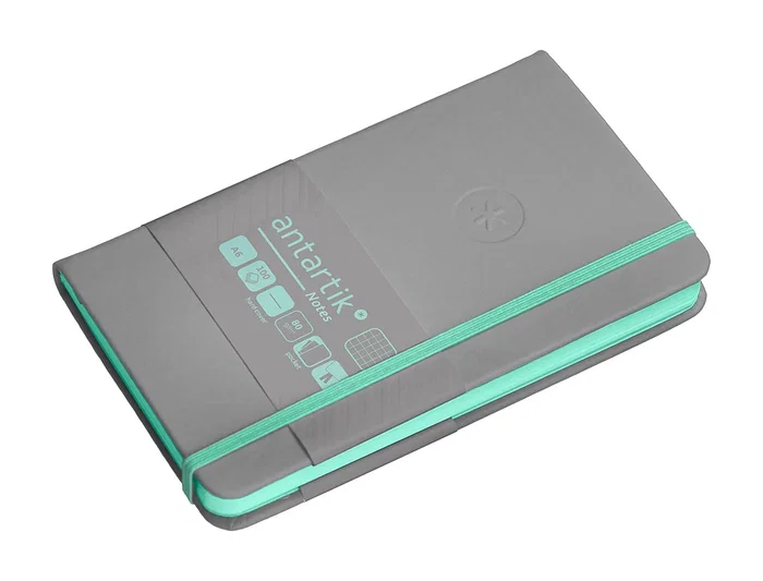 Antartik Cuaderno A6 Tapa Dura 100 Hojas Cuadricula Gris y Turquesa 80gr FSC