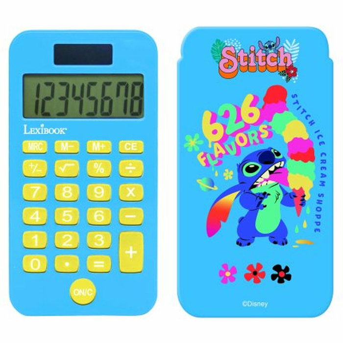 LEXIBOOK Calculadora de bolsillo Stitch Disney con funda protectora