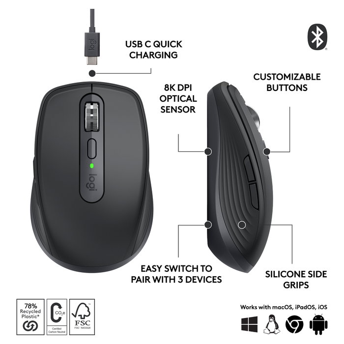 Logitech MX Anywhere 3S Grafito
