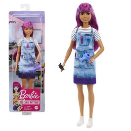 Barbie Gtw36 Muñeca Yo Quiero Ser Peluquera con Pelo Morado Largo, Incluye Secador, Cepillo y Pinzas para el Pelo, para Niñas a Partir de 3 Años