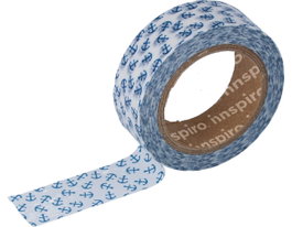 Innspiro Cinta masking tape Washi ancla azul 15mm x 10m Serie Ultramar