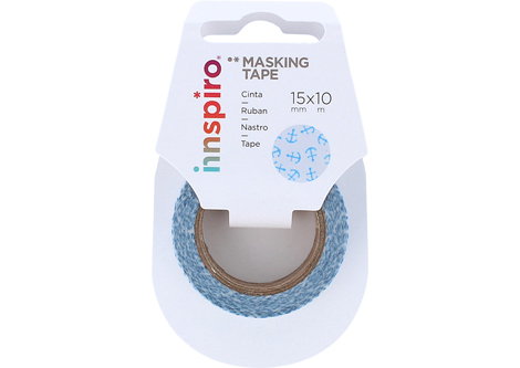 Innspiro Cinta masking tape Washi ancla azul 15mm x 10m Serie Ultramar