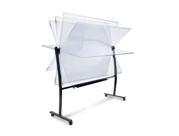 Rocada Pizarra Blanca Vitrificada Magnética Volteable Doble Cara 90x120 cm con Soporte y Ruedas