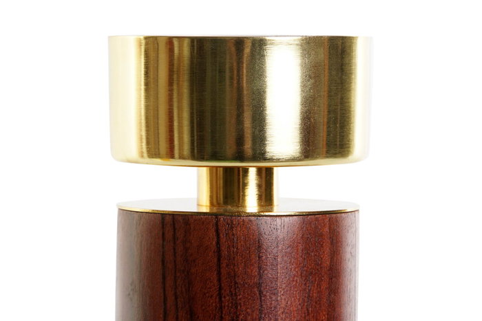 DKD Home Decor Portavelas Acacia y Aluminio Marrón y Dorado DKD Home Decor Portavelas Acacia y Aluminio Marrón y Dorado
