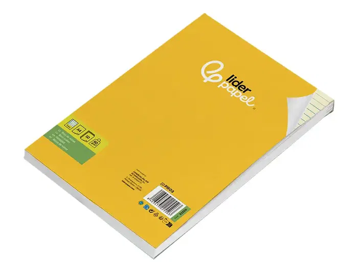 Liderpapel Bloc notas encolado A4 rayado horizontal 50 hojas 80 gr color amarillo