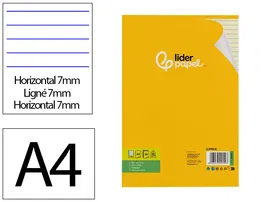 Liderpapel Bloc notas encolado A4 rayado horizontal 50 hojas 80 gr color amarillo