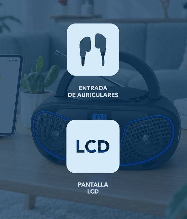 DAEWOO Radio CD con Bluetooth, USB y ecualizador - Azul
