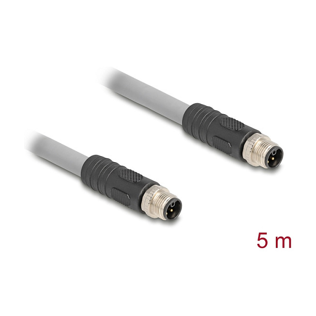 DeLOCK 80536 Cable para sensor/actuador M12 5 pines, 5 m, Gris