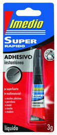 Imedio Pegamento Adhesivo Instantáneo Súper Rápido y Extrafuerte, Bote 3 g, para Madera, Metal, Plástico, Cerámica, Cuero y Más