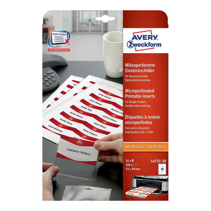 AVERY Zweckform Etiquetas de Nombre Blancas 90 mm x 54 mm