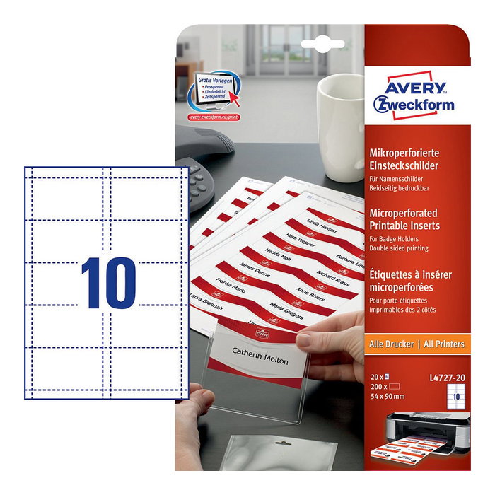 AVERY Zweckform Etiquetas de Nombre Blancas 90 mm x 54 mm