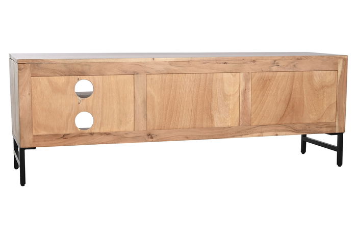 DKD Home Decor Mueble TV Moderno Acacia y Metal Natural y Negro 145 x 40 x 45 cm