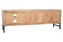 DKD Home Decor Mueble TV Moderno Acacia y Metal Natural y Negro 145 x 40 x 45 cm