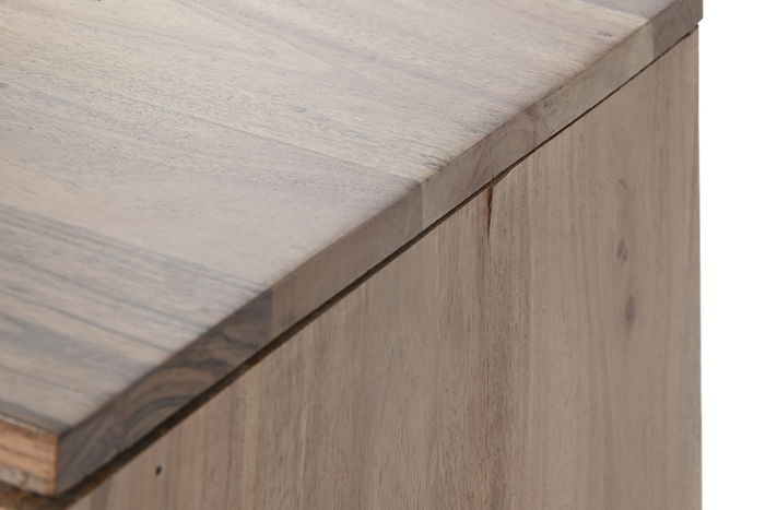 DKD Home Decor Mueble TV Moderno Acacia y Metal Natural y Negro 145 x 40 x 45 cm