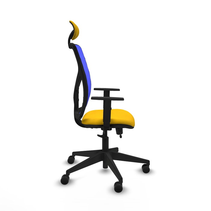 PIQUERAS Y CRESPO Silla de oficina Motilla con mecanismo Sincro/Traslack, Amarillo y Azul