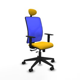PIQUERAS Y CRESPO Silla de oficina Motilla con mecanismo Sincro/Traslack, Amarillo y Azul