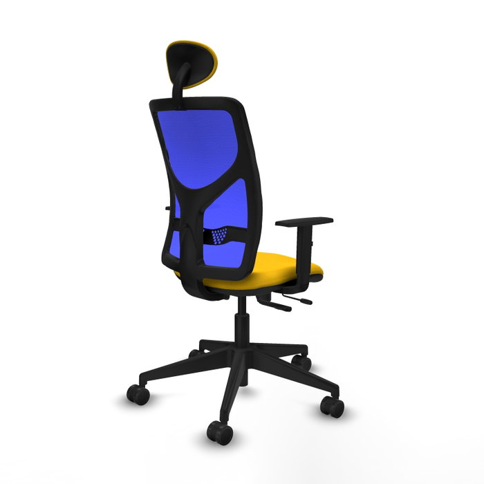 PIQUERAS Y CRESPO Silla de oficina Motilla con mecanismo Sincro/Traslack, Amarillo y Azul