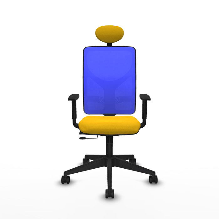 PIQUERAS Y CRESPO Silla de oficina Motilla con mecanismo Sincro/Traslack, Amarillo y Azul