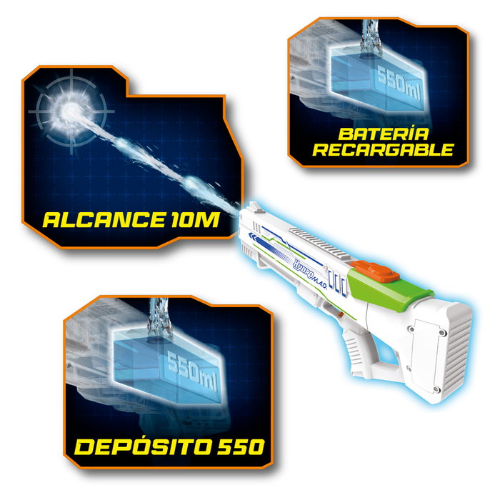 Bizak Pistola de Agua Eléctrica Hydro M.A.D. 62001149 Automática 550ml Bizak Pistola de Agua Eléctrica Hydro M.A.D. 62001149 Automática 550ml
