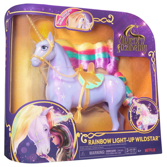 Spin Master Unicorn Academy Licht-Magie Wildstar Figura de Juguete de Unicornio con Efectos Luminosos, Multicolor, Recomendado 4+ Años