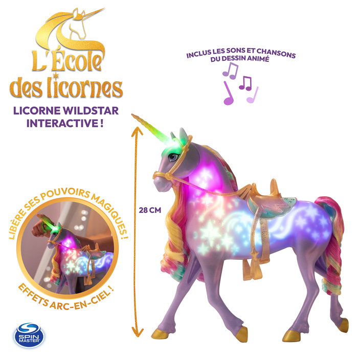 Spin Master Unicorn Academy Licht-Magie Wildstar Figura de Juguete de Unicornio con Efectos Luminosos, Multicolor, Recomendado 4+ Años