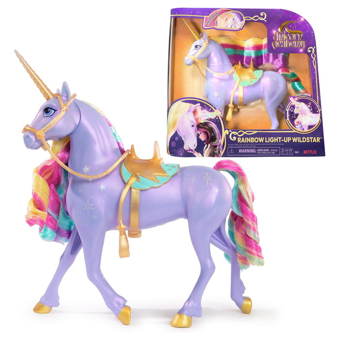 Spin Master Unicorn Academy Licht-Magie Wildstar Figura de Juguete de Unicornio con Efectos Luminosos, Multicolor, Recomendado 4+ Años