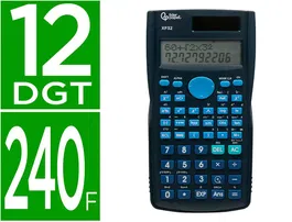 Liderpapel XF32 Calculadora Científica 12 Dígitos 240 Funciones Solar y Pila Tapa Azul 156x85x20mm