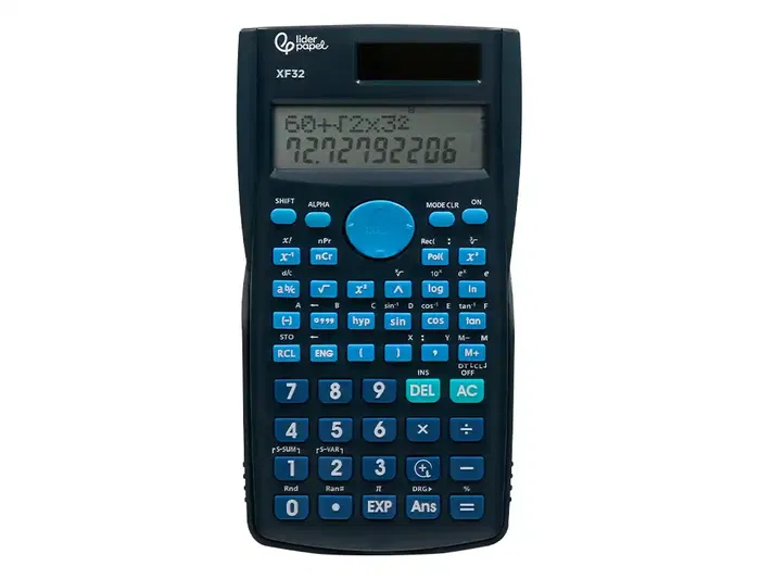 Liderpapel XF32 Calculadora Científica 12 Dígitos 240 Funciones Solar y Pila Tapa Azul 156x85x20mm
