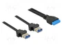 DeLOCK Cable USB 3.0 con 2 conectores hembra Tipo-A, 0,8 m, Negro