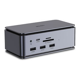 Lindy Docking Station USB4 con 100W PD, HDMI 2.1, DisplayPort 1.4, Ethernet Gigabit, Lector de Tarjetas para Laptop, Antracita, Modelo 43372