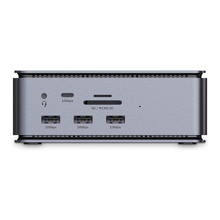 Lindy Docking Station USB4 con 100W PD, HDMI 2.1, DisplayPort 1.4, Ethernet Gigabit, Lector de Tarjetas para Laptop, Antracita, Modelo 43372