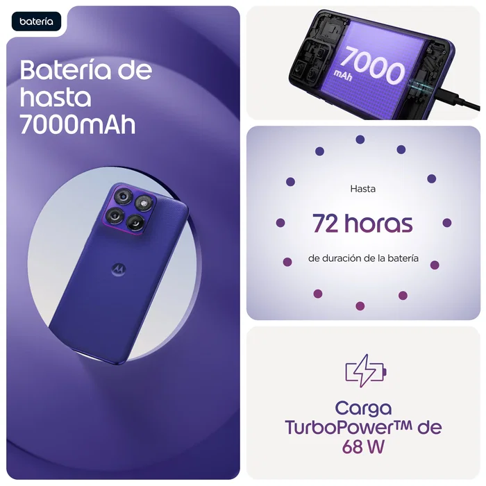Motorola Edge 70 Fusion Smartphone 5G, 8GB RAM + 256GB, Pantalla 6.78" OLED 144Hz, Cámara Sony LYTIA 710 50MP, 7000 mAh, Violeta