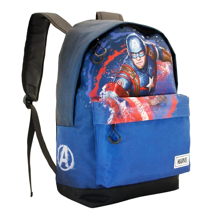 Marvel Capitán América Mochila HS FAN Full Azul 22 Litros, Urbana Ligera con Correas Acolchadas y Cinta para Trolley, 41x30x18 cm