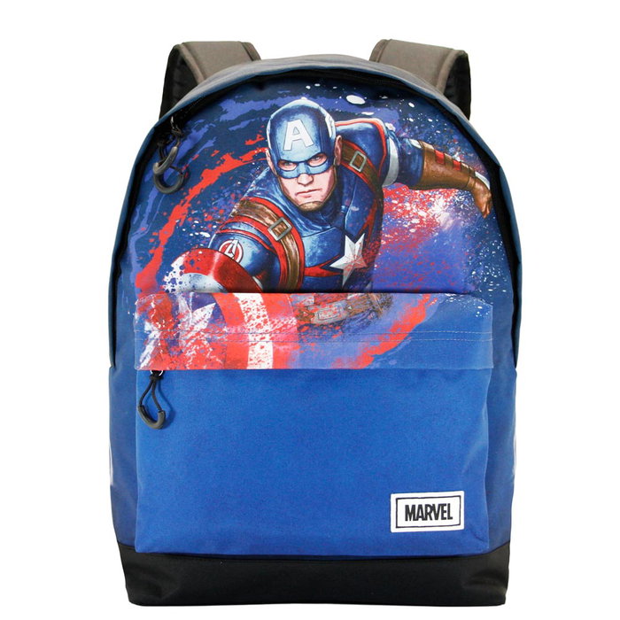Marvel Capitán América Mochila HS FAN Full Azul 22 Litros, Urbana Ligera con Correas Acolchadas y Cinta para Trolley, 41x30x18 cm