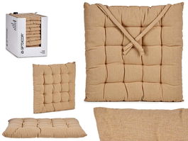 Giftdecor Cojín de Silla Liso Beige, 40x40x5,5 cm, Interior 100% Algodón, Exterior 80% Algodón-20% Poliéster (Set de 12)