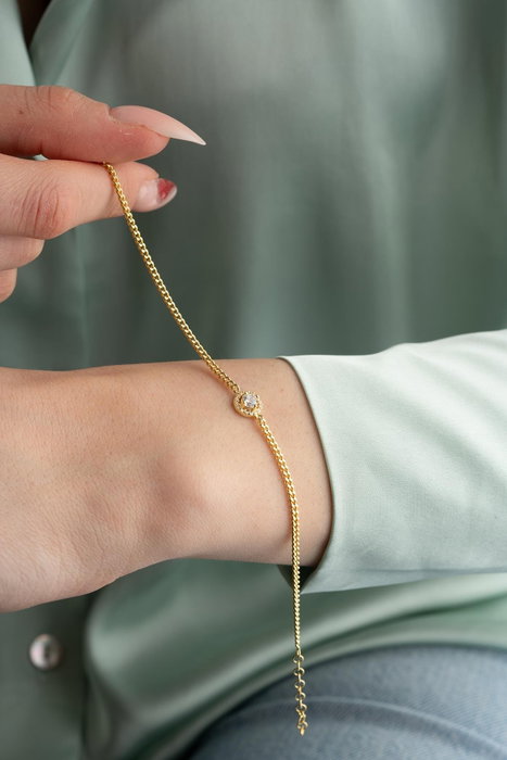 Heliophilia Silver Pulsera NRZ999298 Plata de Ley 925 Baño Oro con Circonita Ajustable Lujosa Elegante Regalo Mujer Color Oro Rosa y Blanco
