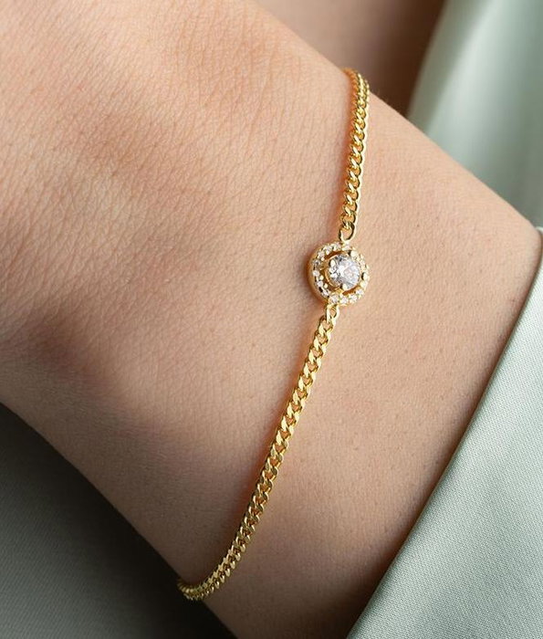 Heliophilia Silver Pulsera NRZ999298 Plata de Ley 925 Baño Oro con Circonita Ajustable Lujosa Elegante Regalo Mujer Color Oro Rosa y Blanco