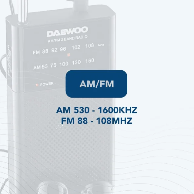 DAEWOO Radio Portátil DW1027 AM/FM con Altavoz - Negro