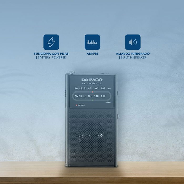 Daewoo Radio AM/FM con Altavoz Incorporado y Auriculares - Color Negro